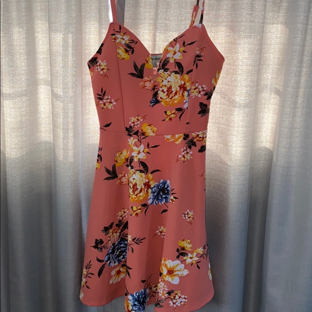 Pink floral mini dress